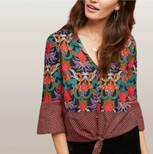 Anthropologie Maeve tie front top Size 10